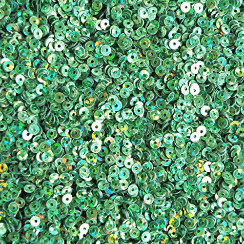 3mm Sequins Flat Round Grass Green Hologram Glitter Sparkle Metallic. Made in USA