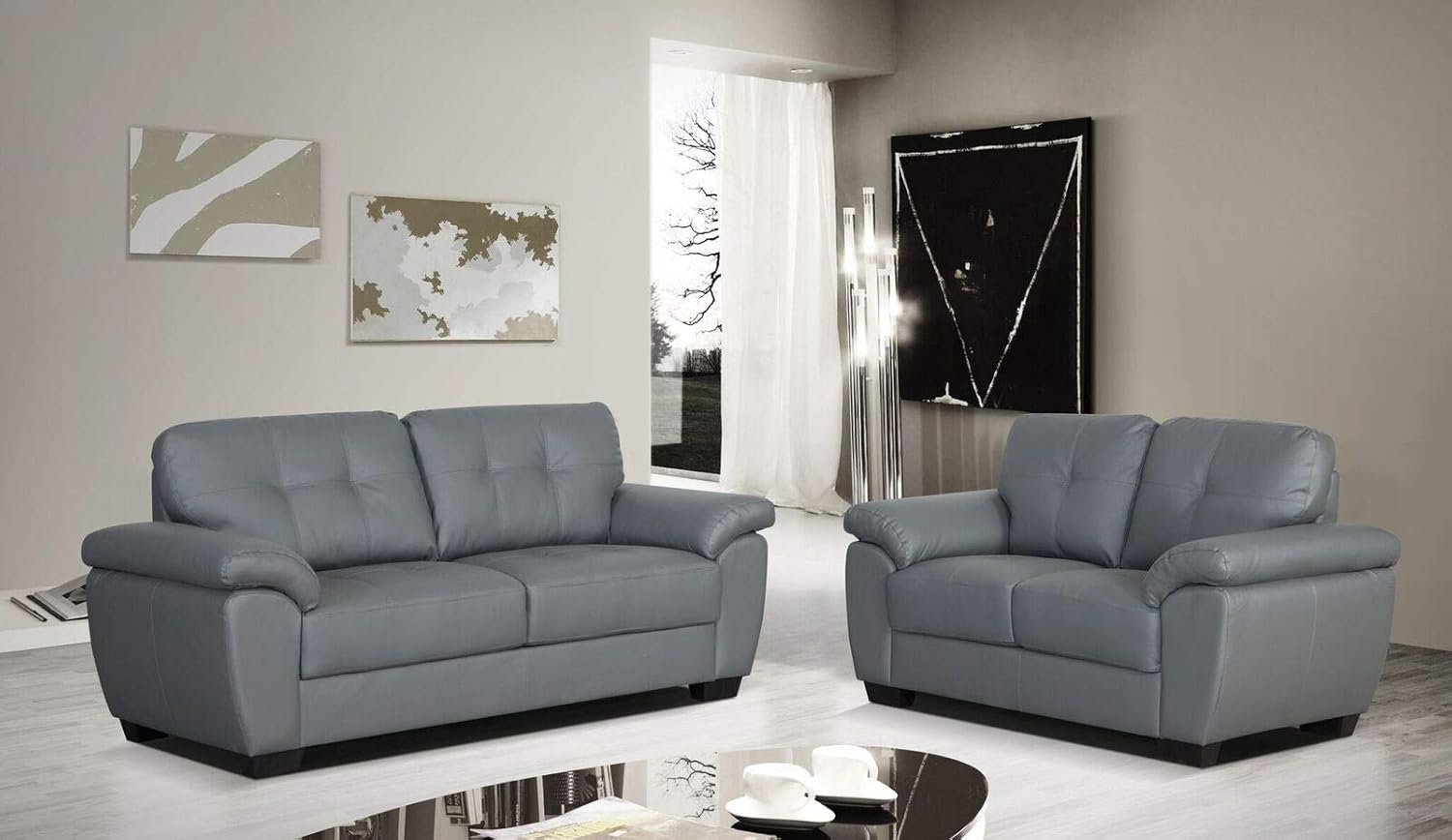 Wedosofas Brisbane 3 2 Sofa Set Premium Bonded Leather In Black
