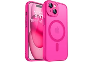 CANSHN Magnetic for iPhone 15 Case, Upgraded [Full Camera Protection] [Compatible with Magsafe] [Translucent Matte] Shockproof Protective Phone Case for iPhone 15 6.1" - Hot Pink