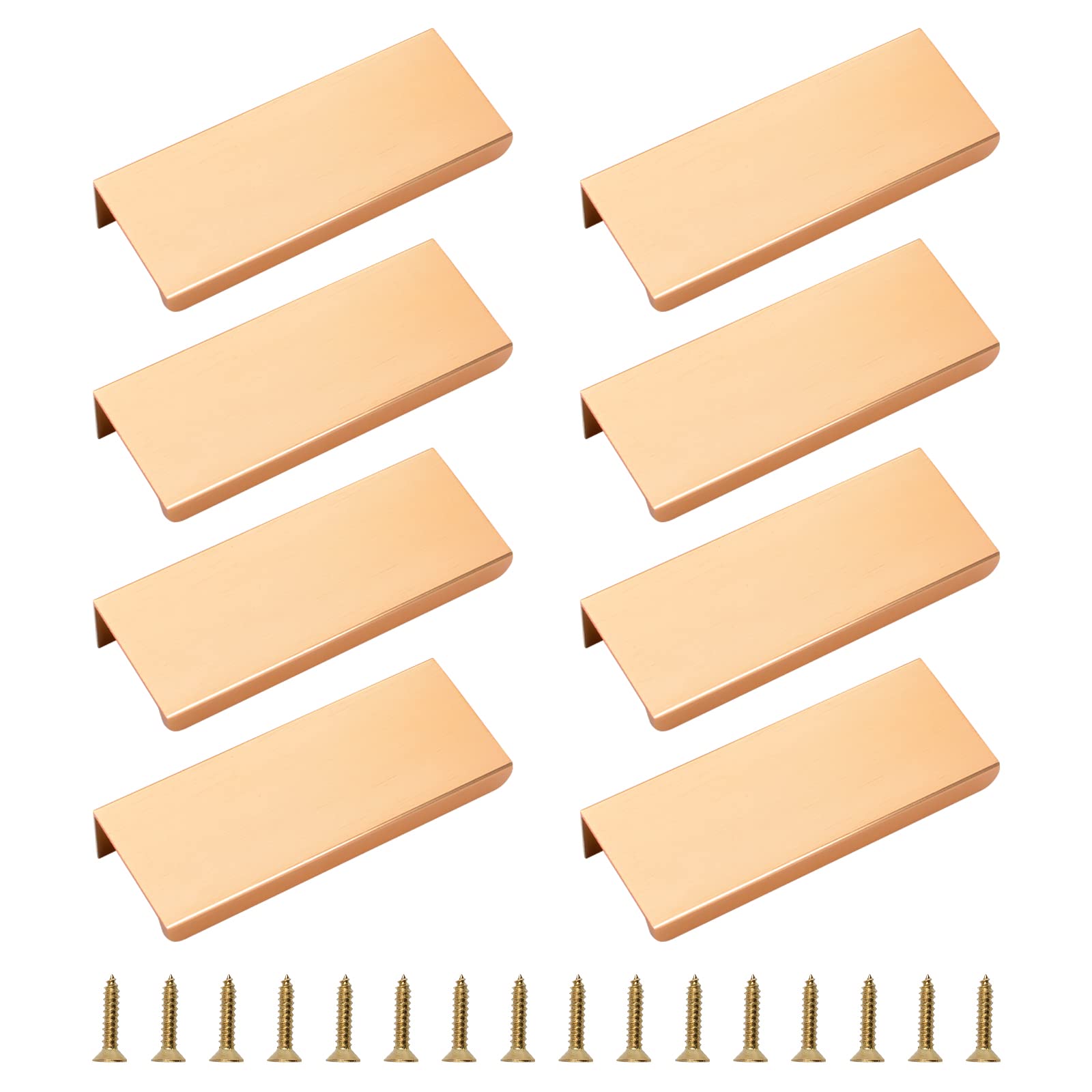 MOROBOR Finger Edge Pull, 8pcs Concealed Handle Modern Style Drawer Handle,Aluminum Alloy Invisible Handle Wardrobe Handle for Cabinet Hardware Drawer(Gold,80mm)