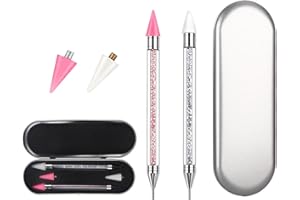 YZZYEMN 2 Pack Dual Ended Nail Rhinestones Picker Dotting Tools，DIY Nail Art Decoration Wax Tip Pencil，Ergonomic Nail Art Crafts，for Nail Gems Stones Crystals Art Crafts with 2 Extra Wax Head