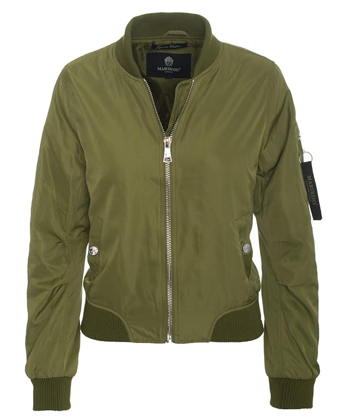 Marikoo Damen Übergangs Bomber Jacke Piloten Flieger Retro Bomberjacke B252