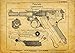 P08 Luger AKA Parabellum German Pistol Blueprint - Old Look Yellow Color - Size 8.3x11.7 inch - P-08 Luger 9mm Gun Patent Print (8.3x11.7, Old look yellow)