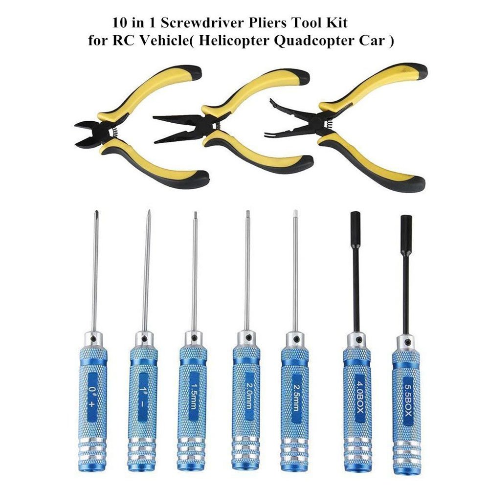HobbyAce 10IN1 RC Tools Kits Box Set Screwdriver Pliers Hex Repair for Helicopter Multirotors