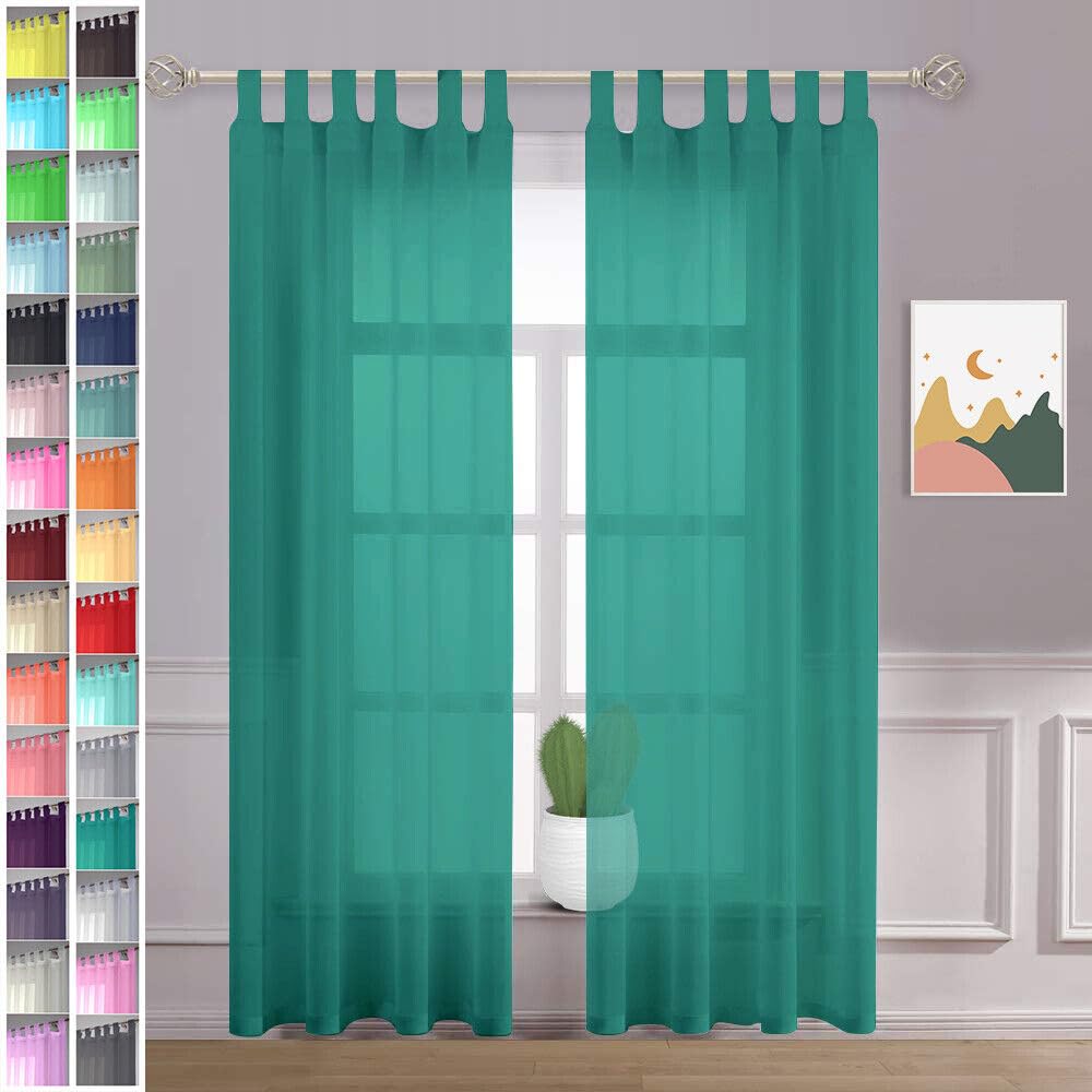 Megachest sheer Voile Tab Top Curtain(teal blue, 56" wideX90 drop(W142cmXH228.5cm))
