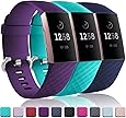 Wepro Waterproof Bands Compatible with Fitbit Charge 3 and Charge 3 SE, 3-Pack Replacement for Women Men, Small, Large