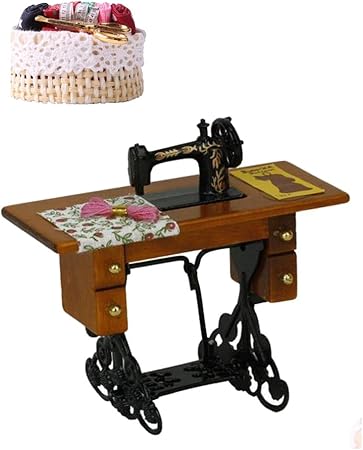 Amazon ミニチュア 足踏みミシン 1 12スケール ドールハウス 家具 デコレーション 家具 おもちゃ