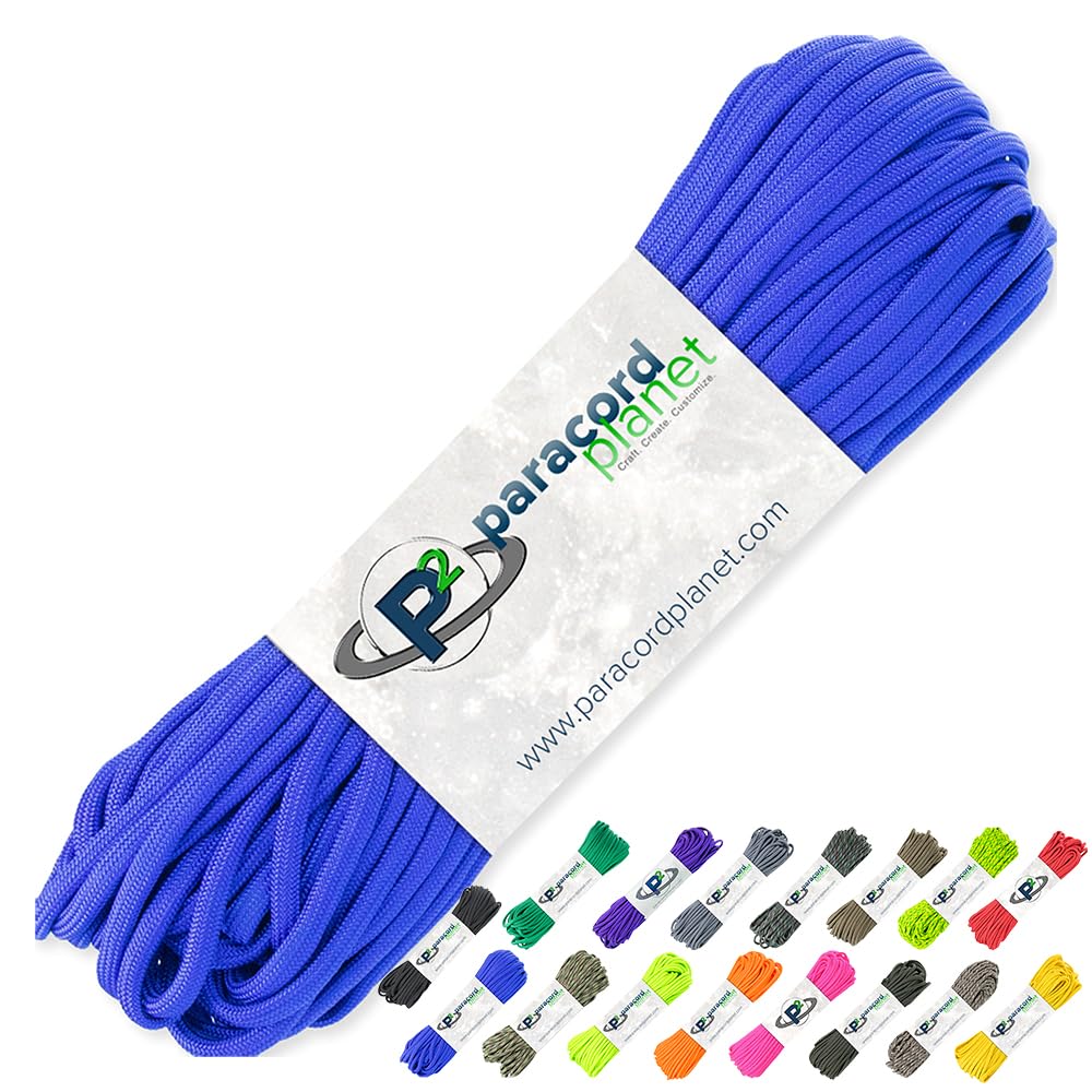 PARACORD PLANET 100 Feet Hanks Parachute 550 Cord Type III 7 Strand Paracord Electric Blue