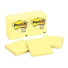 Post-it Notes, America’s #1 Favorite Sticky Note, 3 in x 3 in, Canary Yellow, 12 Pads/Pack, 100 Sheets/Pad