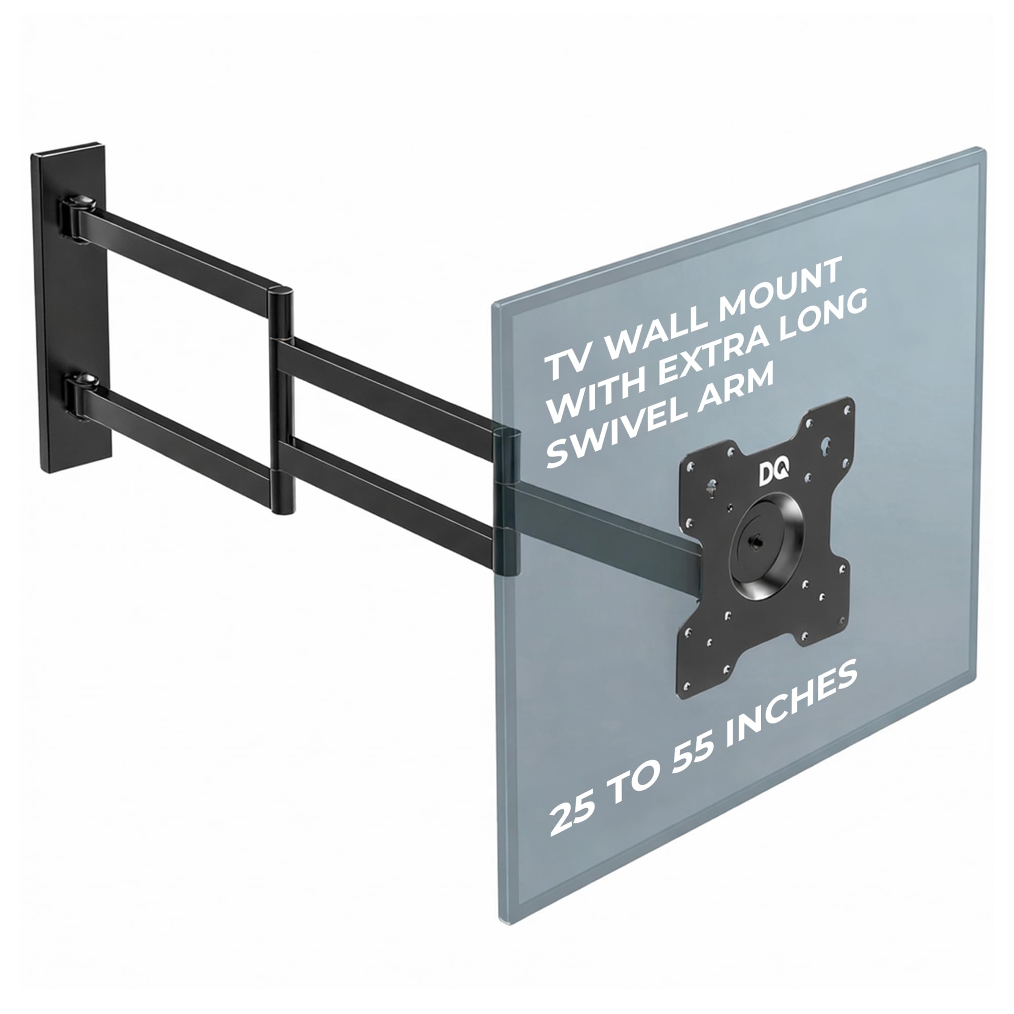 DQ Rotate XL 97 cm Black TV Wall Bracket - Original Packaging - Recommended TV Size: 15" - 40" (38-102 cm) - VESA 75x75 100x100 120x180 200x100 200x200 mm - Full Motion/Swivel/Turnable/Tilt/Rotation