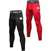 SPVISE 2 or 3 Pack Compression Pants Men Running Leggings Workout Base Layer Athletic Tights with Pockets for Gym Basketball