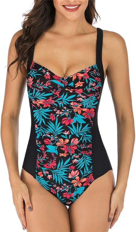 Amazon Co Jp 女性の花柄プリントワンピース水着タンキニビーチ水着 D L ホーム キッチン