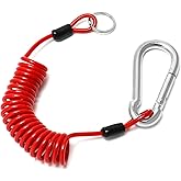QWORK 1.8m x 5mm Safety Cable for Camper Trailer Brake and Emergency Towing - Coiled Cable