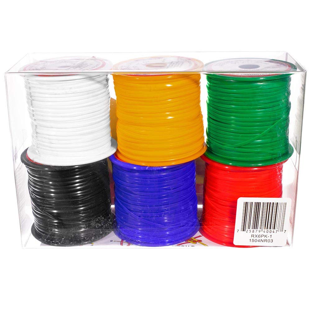 Craft County Primary, Rexlace 6 Pack - 50 Yard - 45 Meter Spools - Non-Toxic Plastic Lacing