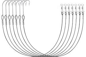 SEAOWL Saltwater Fishing Hook Rigs,Steel Leaders Long Shank Hook for Surf Fishing,Black Leader Wire O'shaughnessy Forged Hook for Freshwater