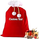 Ulico Personalized Christmas Santa Sack ,Custom Velvet Santa Sack with Embroidered Name,39x28 Inch Reusable Personalized for Xmas Package Storage (1pcs)