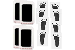RIKWOG Baby Footprint and Handprint Kit, 4 Black Inkless Print Pads + 8 Imprint Cards, Dog Paw Print Kit Clean Touch Ink Pad Perfect Keepsake Gift for Newborns and Pets Printing Touch Imprints