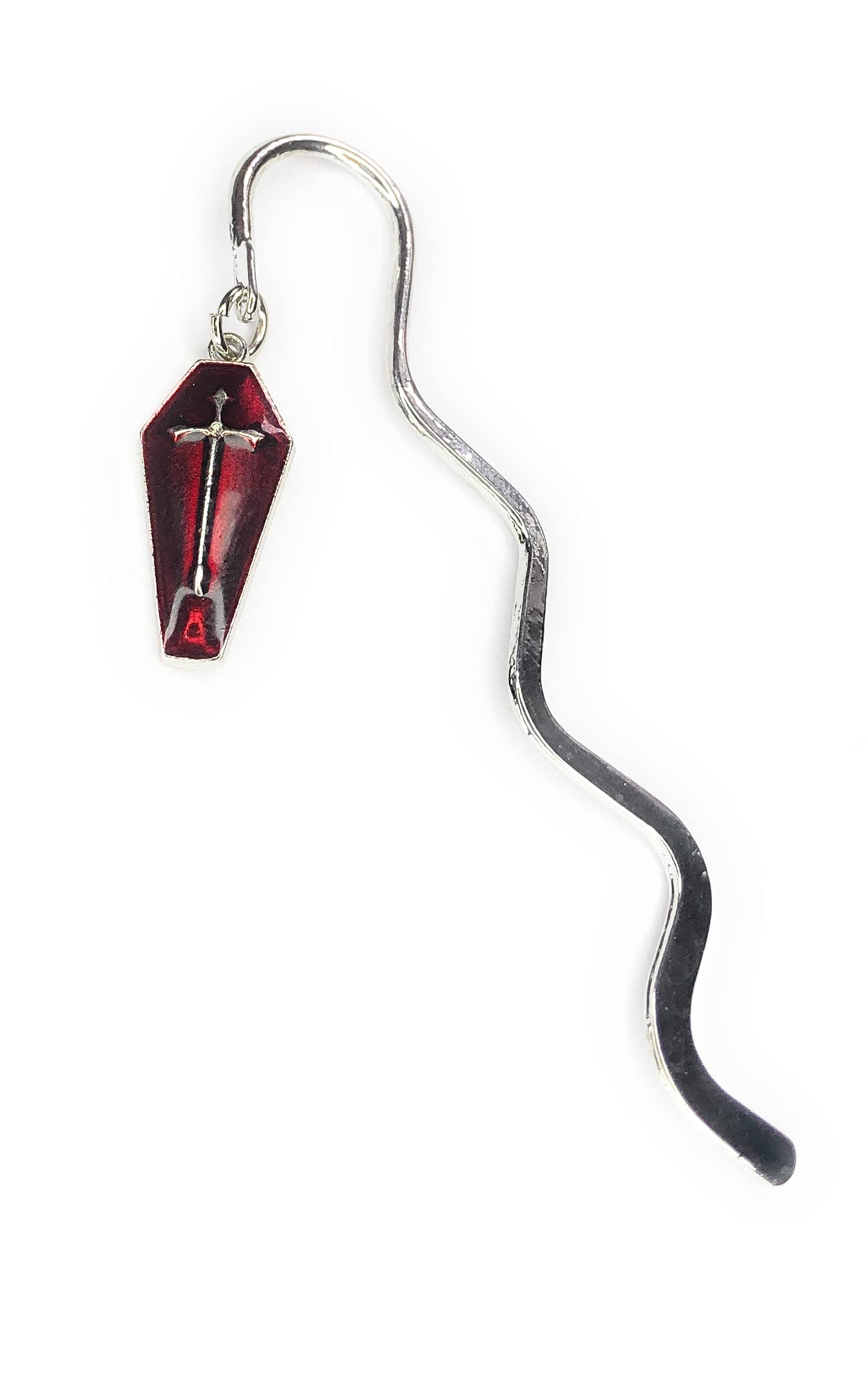 FizzyButton Gifts Coffin mini Bookmark with Silver Tone Enamel Charm, in Gift Bag