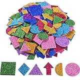 eBoot Glitter Foam Stickers Self-adhesive EVA Foam Sticker Geometry Shaped Foam Stickers for DIY Decoration, 5 Bags, Assorted Colors