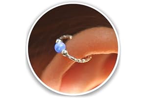 Cartilage Earring Hoop - 20G Sterling Silver helix piercing ear ring - Light Blue opal cartilage earring, silver cartilage ho