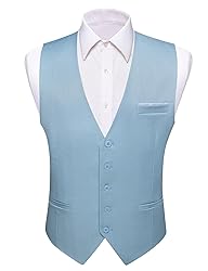 Barry.Wang Mens Baby Blue Suit Vest Formal/Leisure