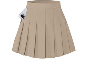SANGTREE Women's Pleated Mini Skirt with Comfy Casual Stretchy Band Skater Skirt, US XS - US 4XL
