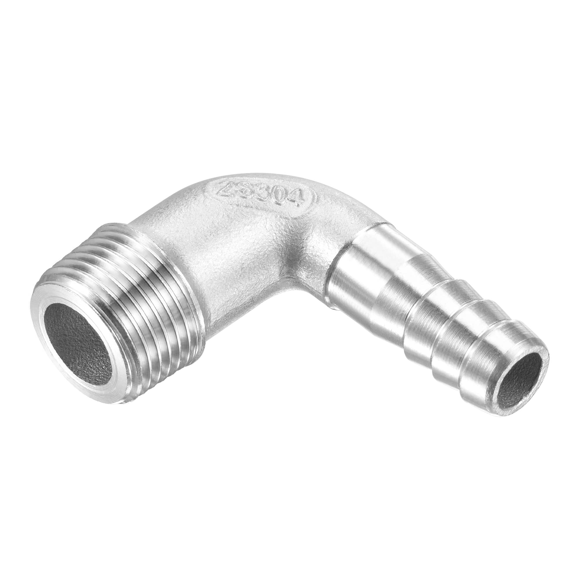 M METERXITY Hose Barb Fittings - 90 Degree Elbow Stainless Steel 10mm Pipe Connector Apply to Water Fuel (G3/8 Male Pipe)