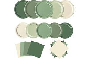 Oigco 60 PCS Sage Green Paper Plates, Sage Green Birthday Decorations, Gradient Plates and Napkins for Birthday Wedding Bridal Baby Shower Party Supplies