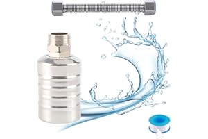 LONGZHUO Float Valve, Water Float Valve, 304 Stainless Steel Fully Automatic Water Level Control Valve +30cm Pipe, Float Switch for Water Tank, Kitchen, Pool, Tower