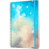 SIIXU Space Spiral Notebooks and Journals, Colorful Writing Journal for Women, Men, Unique Personal Diary to Write in, 6.8"x9.8", 128 Pages, Large, Unlined, Blank, Hardcover, Nebula
