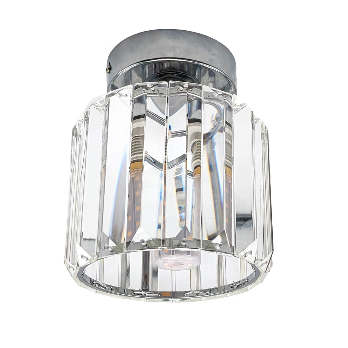 Chicaya Ceiling Lights,Crystal Modern Mini Chandelier Chrome Finish,Flush Mount Ceiling Lamp for Bedroom Living Room Hallway