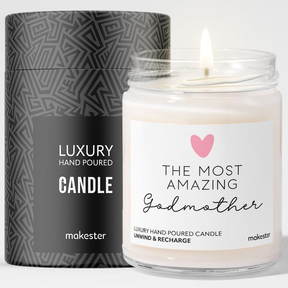 Godmother Gifts - Luxury Soy Wax Candle - Vanilla, Jasmine, Sugared Almond - Makester