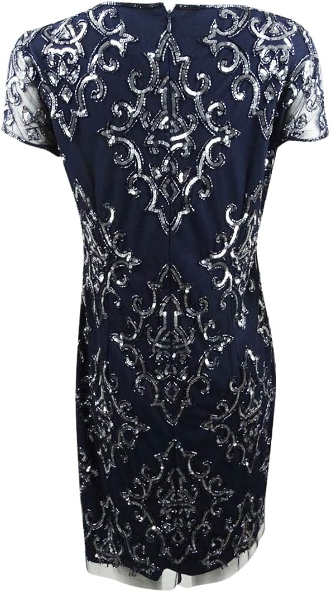 adrianna papell navy sequin dress