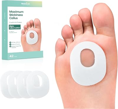 Welnove 42pcs Callus Pads Water-Resistant Self-Adhesive White Oval