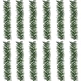 Supla 12 Pcs Artificial Wired Pine Garland Flexible Ties Christmas Greenery 12 inch Holiday Garland Vines Christmas Dollhouse Window Door decoration