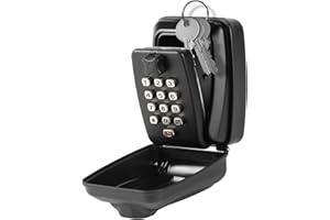 POMYDODU Key Lock Box, Waterproof Wall Mounted Key Storage Box, 12-Digit Combination Large Capacity Lock Box, Security Spare Key Hider for House Garage Office