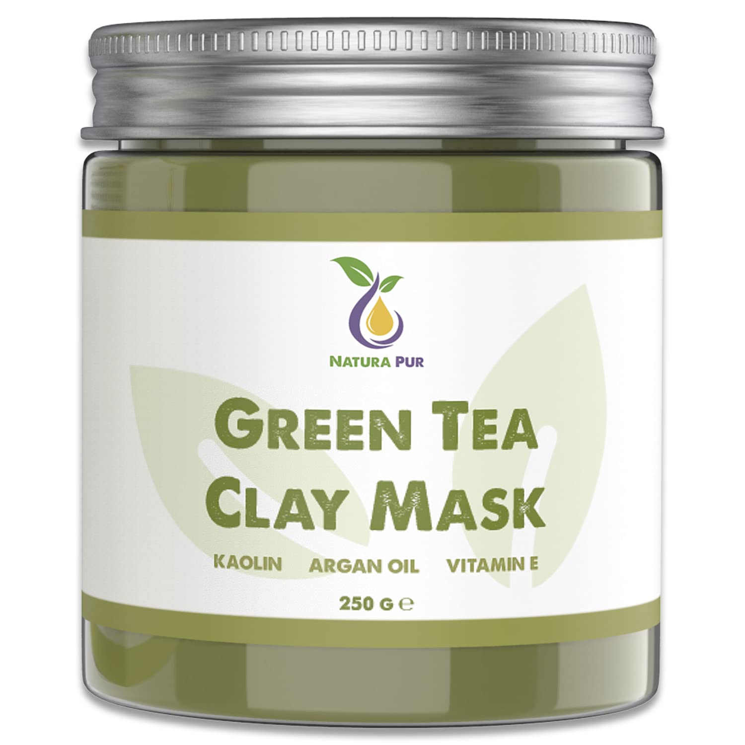 Green Tea Face Mask 250g, vegan - anti-aging care for dry and blemished skin - cleansing mask against pimples and acne for face and body