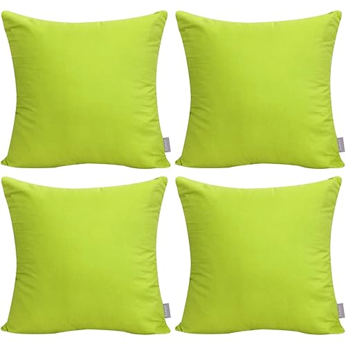 4-Pack 100% Cotton Comfortable Solid Decorative Throw Pillow Case Square Cushion Cover Pillowcase(Cover Only,No Insert)(18x18 inch/ 45x45cm,Light Green)