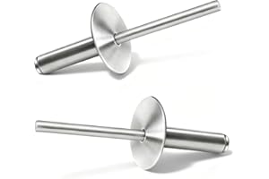 YAAYII Large Flange 5/32 x 1/2 Inch Blind Rivets 4 * 13mm 100 Aluminum Pop Silver for Sheet Metal Plastic Wood