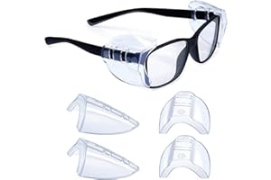 2 Pairs Safety Glasses Side Shields Clear Slip-On Eye Protection for Small to Medium Eyeglasses Flexible Clip-On Z87.1