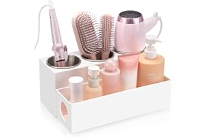 GFWARE Hair Tool Organizer - Bathroom Vanity Organizers and Storage, Hair Styling Accessories Hot Tools Organizer Hair Dryer, Blow Dryer, Curling Iron, Flat Iron, Hair Straightener, White