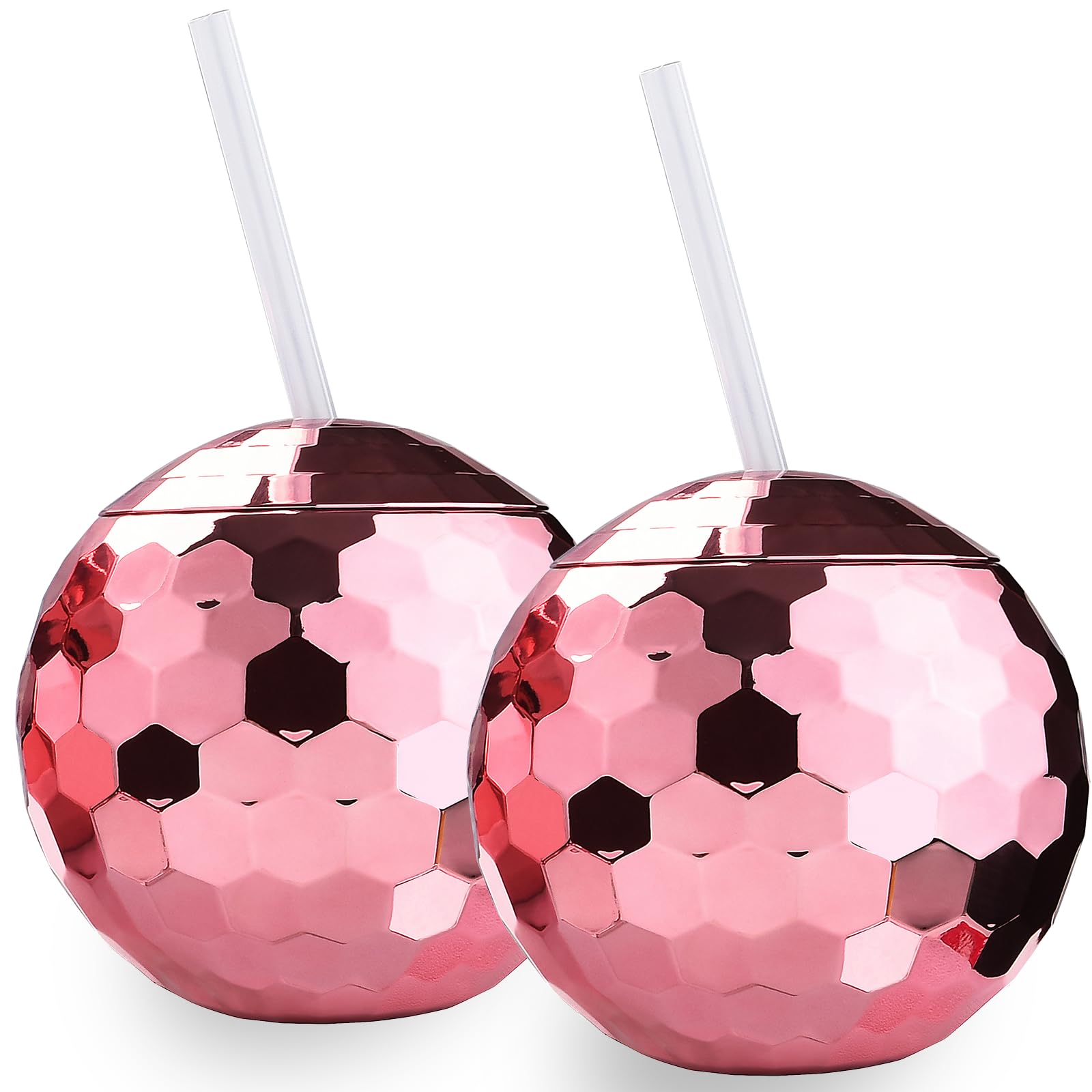 Photo 1 of ALINK Disco Ball Cups with Straws, 20 OZ Rose Gold Sparkly Disco Party Tumbler, Novelty Cups for Bachelorette Party, Bride Shower, 1970's Nightclub Bar Party Decorations, Pack of 2