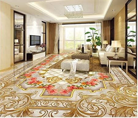 150cmx105cm Green 3d Vinyl Flooring Custom 3d Wallpaper Rose