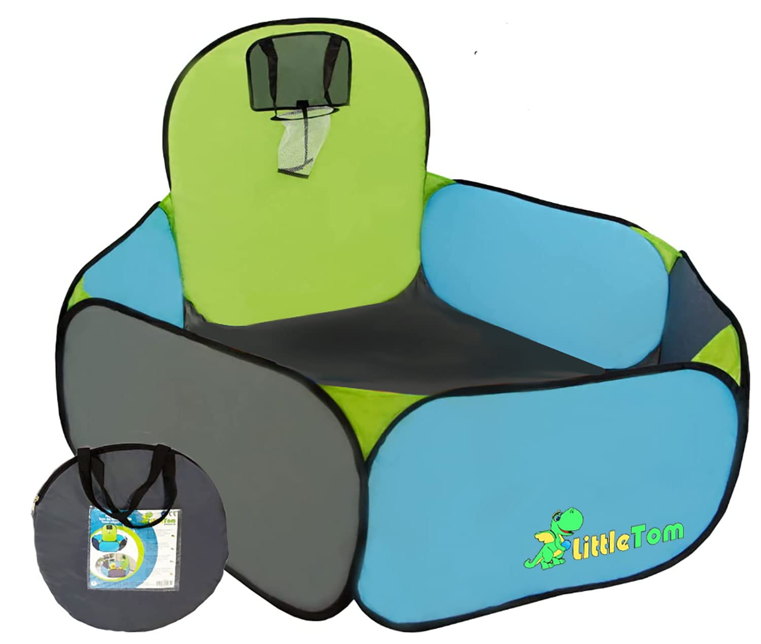 LittleTom Ball Pit to play Basketball 120x100cm pop-up play tent with basket Blue