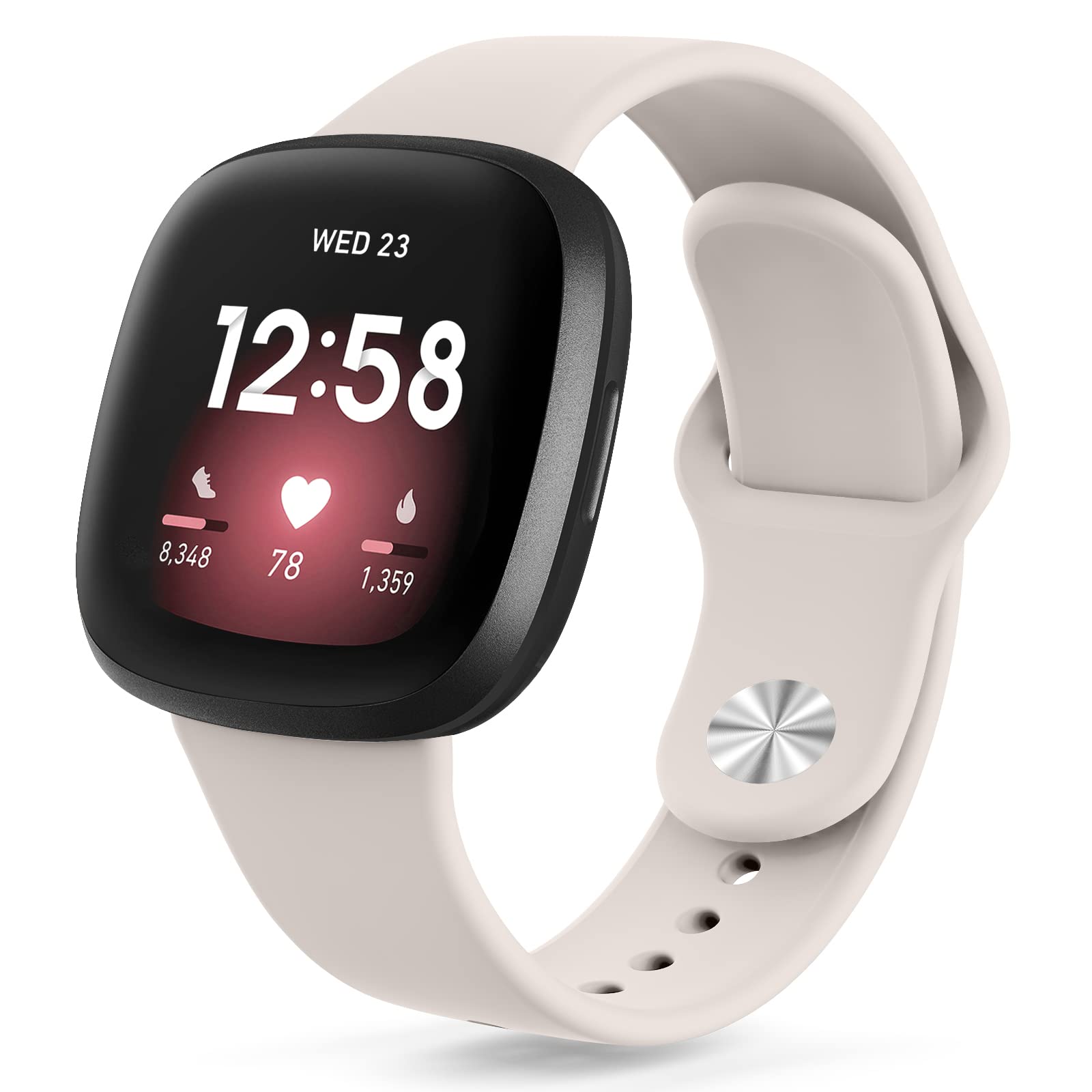 Vancle Strap for Fitbit Versa 3/4/Sense 2, Silicone, Buckle, Unisex, Multiple Colors, Water Resistant, 1.18 Inch, 7.5 Inch, Sports, Lightweight, Breathable