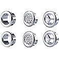 Super More 6 Pack Vanity Sink Overflow Cover Basin Sink Ceramic Bathroom Vessel Kitchen Basin Trim Remplacement Round Caps Insert in Hole (Silver ABS Plastic)