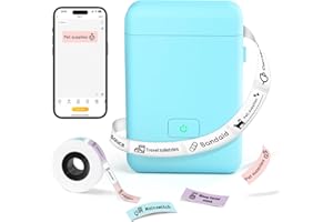 LFPERT Label Maker Machine with Tape - HP2-S Portable Bluetooth Label Printer for Storage, Office, Home, Mini Smart Phone Handheld Sticker Printer with Multiple Templates Font Icon (Blue)
