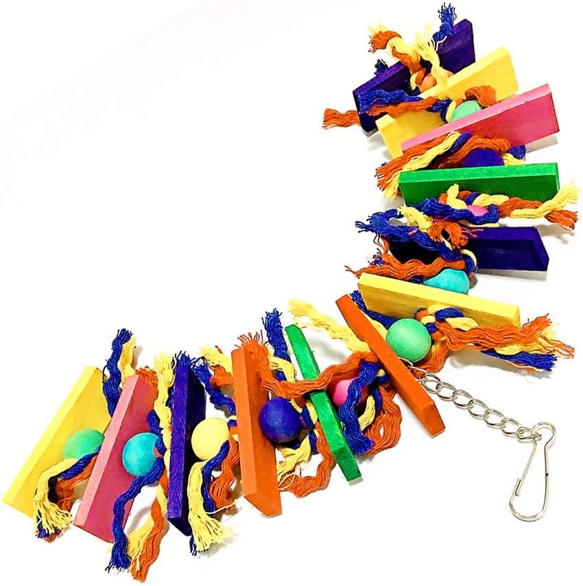 ANIAC Bird Chewing Toys Parrots Wooden Block Perches with Colorful Rope African Grey Swing Birdcage Accessories Parakeet Climbing Stand bar : Pet Supplies
