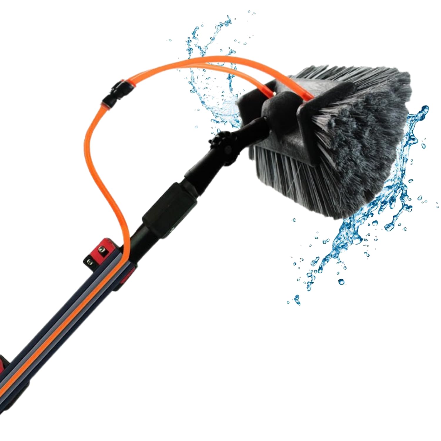 Aquascopic Teleskopstange mit interner Wasserspender und Bürste mit 5 Flächen – Fensterputzer längenverstellbar – Bis zu 3.6m – Fensterreiniger für Sonnenkollektoren - Interner Wasserschlauch