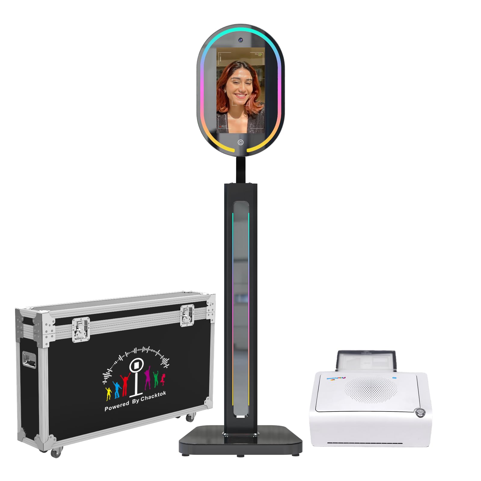 Photo 1 of (NO PRINTER) MWE Magic Mirror Photo Booth Touch Screen with Printer and 1200W Pixel 4K HD Camera,RGB Surround Light Music Sync,Mirror Video Booth with Software APP Remote Control (16in+Printer)